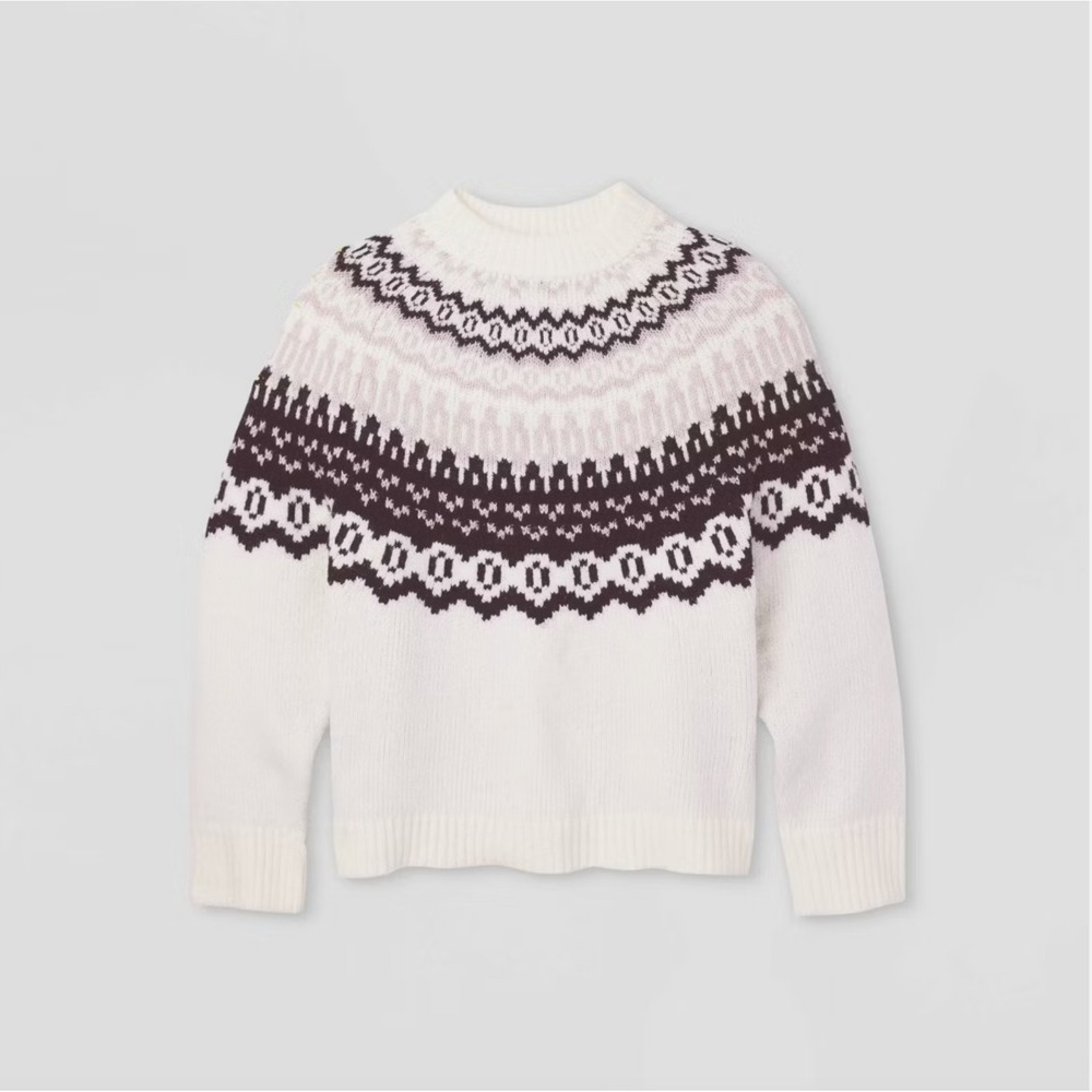 Women's Crewneck Pullover Sweater - Universal Thread Cream Fairisle S - Picture 3 of 9